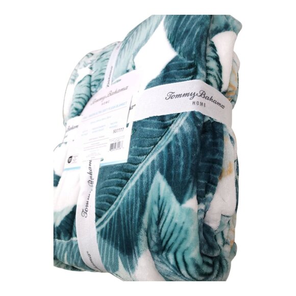 Tommy Bahama Full Queen Ultra Soft Plush Blanket 90"x90" Tropical Polyester - Picture 8 of 9